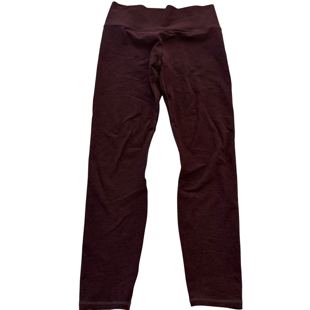 Vuori Womens High Rise Performance Leggings Burgundy Plum Small Hole Knee